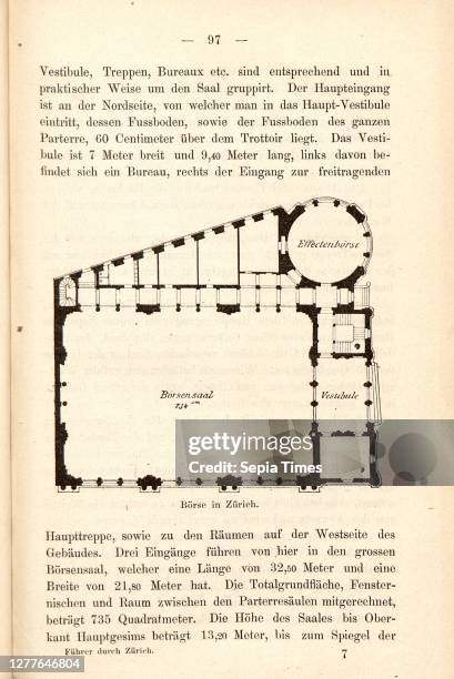 Stock exchange in Zurich, Floor plan of the Zurich Stock Exchange, p. 97, Schweizerischer Ingenieur und Architekten-Verein: Zürich's Gebäude und...