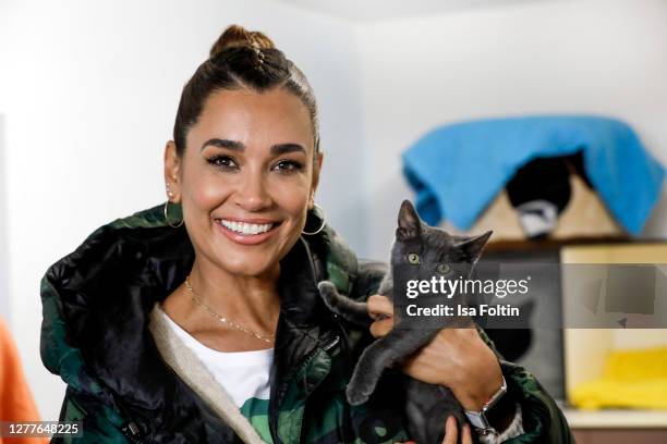 Jana Ina Zarrella at the "Tierisch engagiert" Animal Charity Campaign at animal shelter Zollstock on September 29, 2020 in Cologne, Germany.