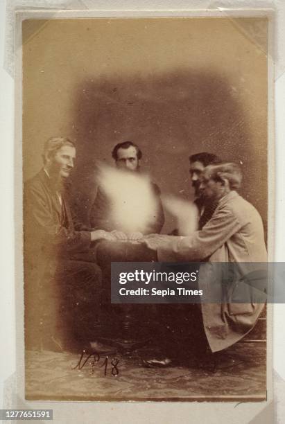 John Beattie, Spirit Seance albumen print, 3 11/16 in. X 2 5/16 in. .