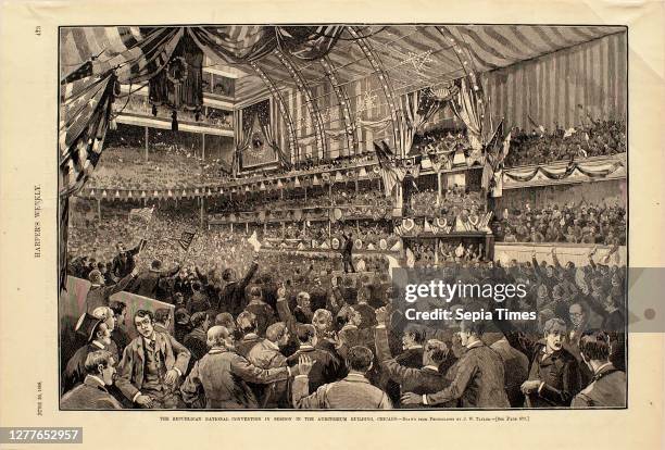 John Wilson Taylor, American, died 1918, The Republican National Convention in Session in the Auditorium Building, Chicago Wood engraving on paper,...