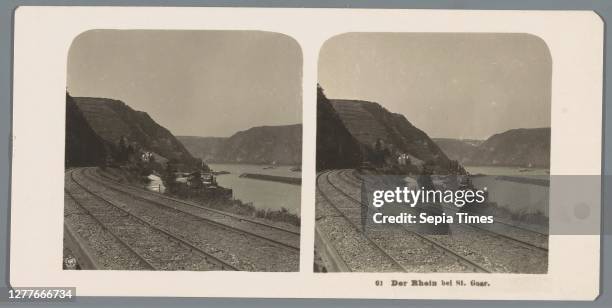 View of the Rhine near St. Goar The Rhine near St. Goar , railway, tramway, rack railway, river, Sankt Goar, Neue Photographische Gesellschaft ,...