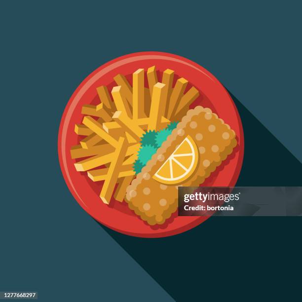 fish and chips food icon - fish and chips stock illustrations