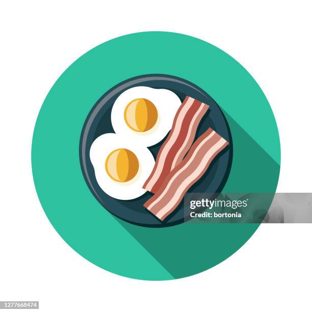 ilustrações de stock, clip art, desenhos animados e ícones de bacon and eggs food icon - olhar para baixo