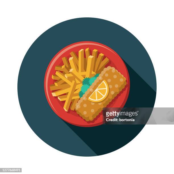 stockillustraties, clipart, cartoons en iconen met fish and chips food icon - fish and chips