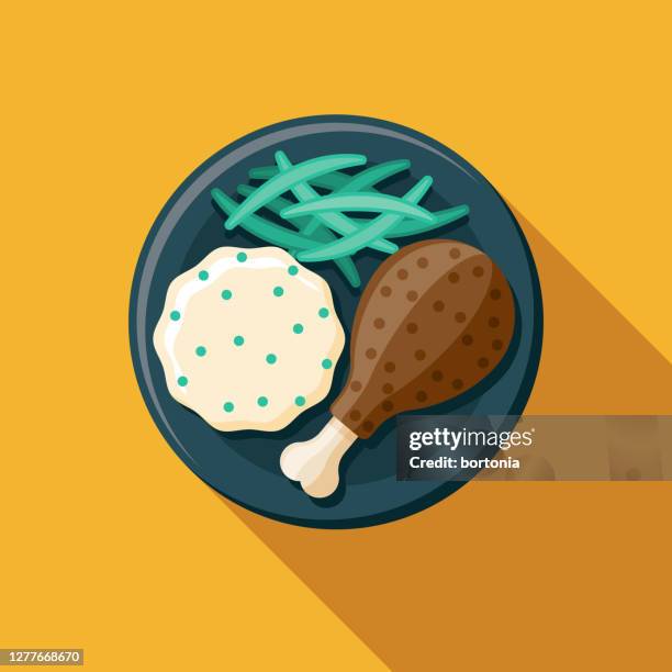 turkey dinner food icon - fried chicken plate stock illustrations