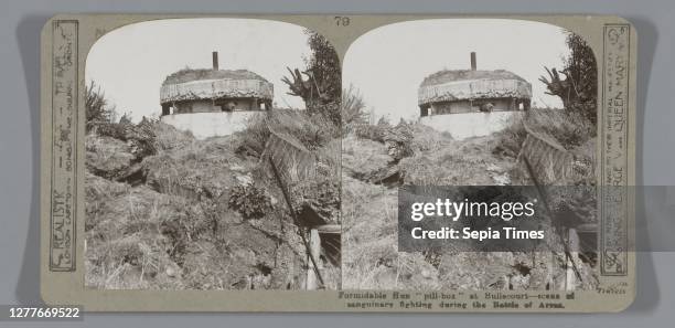 Formidable Their 'pill box' at Bullecourt scene or sanguinary fighting during the Battle of Arras, fortifications, military engineering, Realistic...