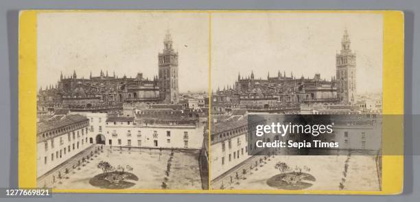 View of the Cathedral of Seville, seen from the Royal Palace SEVILLE - The Cathedral from Alcazar. , church , facade , Seville Cathedral, anonymous,...