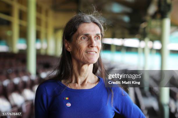 Transgender athlete Ricki Coughlan poses during the launch of Australian national sporting organisations' policies and guidelines on transgender and...