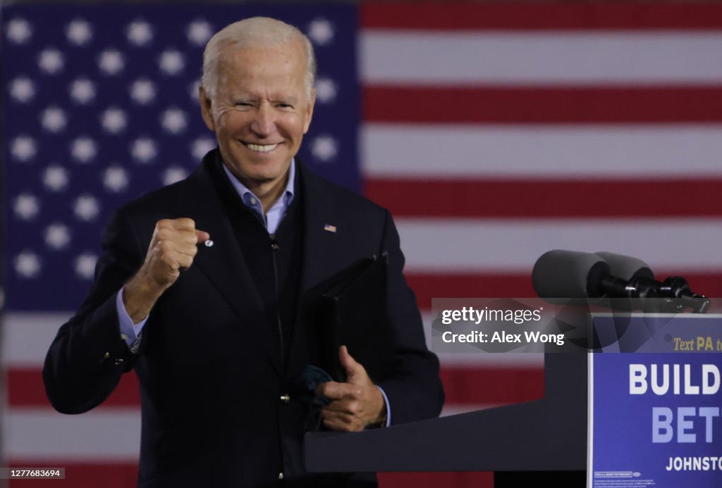 Democratic Presidential Nominee Joe Biden Holds Train Campaign Tour Of OH And PA