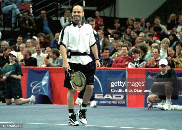 Andre Agassi attends Elton John & Billie Jean King Smash Hits at The Summit in Houston, Texas September 12, 1996 (Photo by Rick Diamond/Getty Images