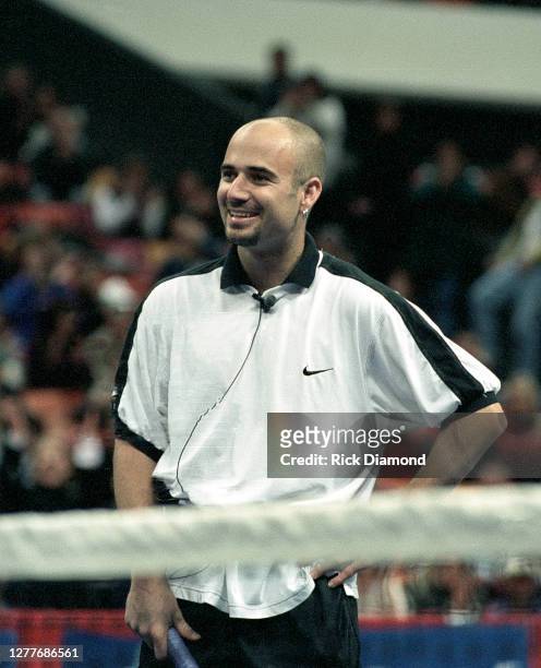 Andre Agassi attends Elton John & Billie Jean King Smash Hits at The Summit in Houston, Texas September 12, 1996 (Photo by Rick Diamond/Getty Images
