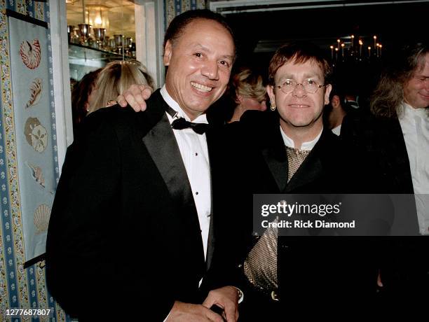 Atlanta Hawks coach Lenny Wilkens and Elton John attend Elton John Aids Foundation charity hosted by his neighbors at Elton's Atlanta home Park Place...