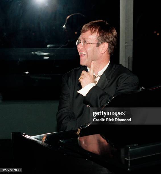 Elton John attends Elton John Aids Foundation charity hosted by his neighbors at Elton's Atlanta home Park Place Condo Tower in Buckhead Georgia,...