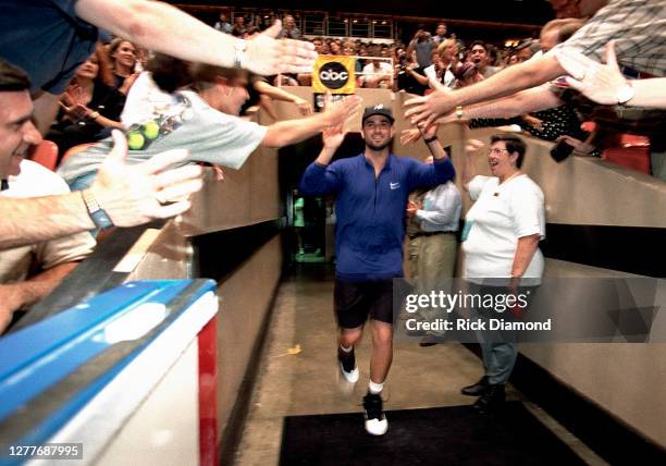 Andre Agassi attends Elton John & Billie Jean King Smash Hits at The Summit in Houston, Texas September 12, 1996 (Photo by Rick Diamond/Getty Images