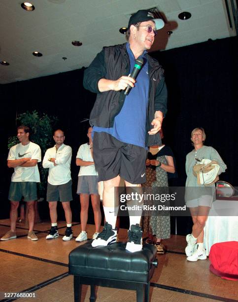 Elton John with Pete Sampras, Andre Agassi, Martina Navratilova attend Elton John & Billie Jean King Smash Hits at The Summit in Houston, Texas...