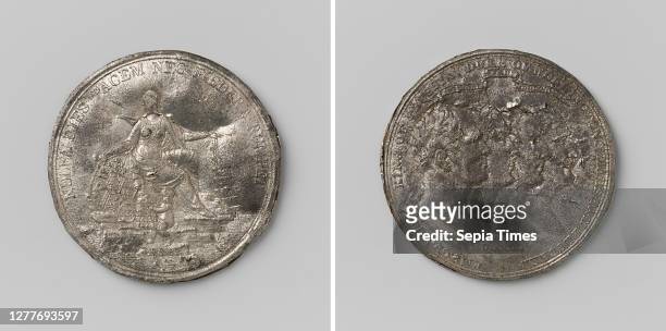First Peace of Paris, medal with busts of Alexander, Tsar of Russia, Frederick William III, King of Prussia and the Dukes of Wellington and Blucher,...
