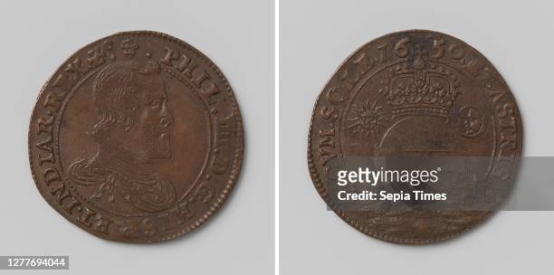 Marriage of Philip IV, King of Spain and Maria Anna, Archduchess of Austria, Copper Medal. Front: man's bust inside the inside. Reverse: crowned...