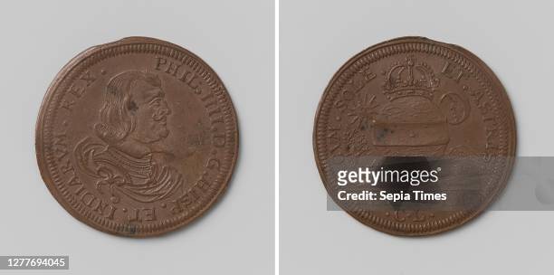 Marriage of Philip IV, King of Spain and Maria Anna, Archduchess of Austria, Copper Medal. Front: man's bust inside the inside. Reverse: crowned...