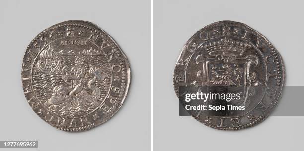 Expansion of maritime shipping, Silver Medal. Obverse: Arion, playing on lute, seated on dolphin's back, in background ship and coast under...