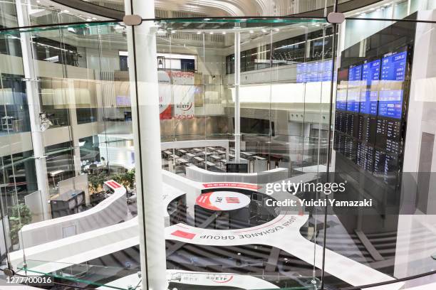 Empty seats are seen inside the Tokyo Stock Exchange on October 01, 2020 in Tokyo, Japan. Japan's Tokyo Stock Exchange has suspended all the trading...