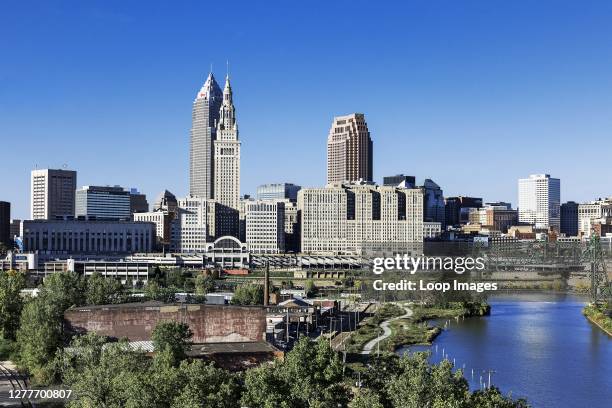 City skyline and the Cuyahoga River in Cleveland.