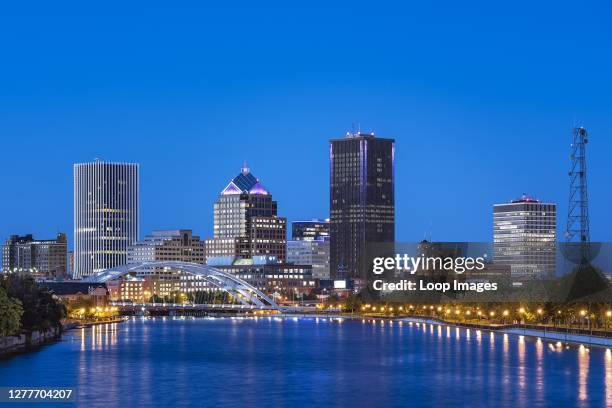 City skyline and the Genesee River in Rochester.