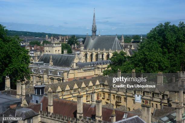 England, Oxford, Lincoln College and views across the city from St Mary the Virgin church tower.