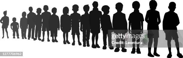 kids lining up - children only stock illustrations