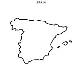 Spain Map Vector Stock Illustration Design Template. Editable Stroke.