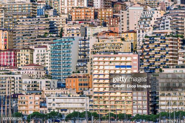 Dense apartment buildings in Monaco.