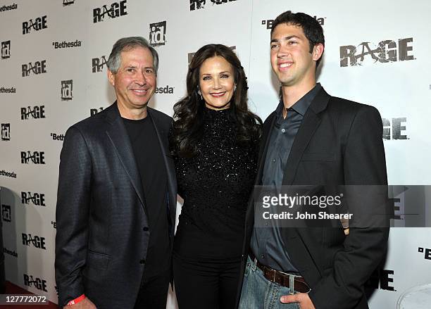 Chairman and CEO of ZeniMax Media Robert A. Altman, actress Lynda Carter and James Altman arrive at RAGE Official Launch Party at Chinatown’s...