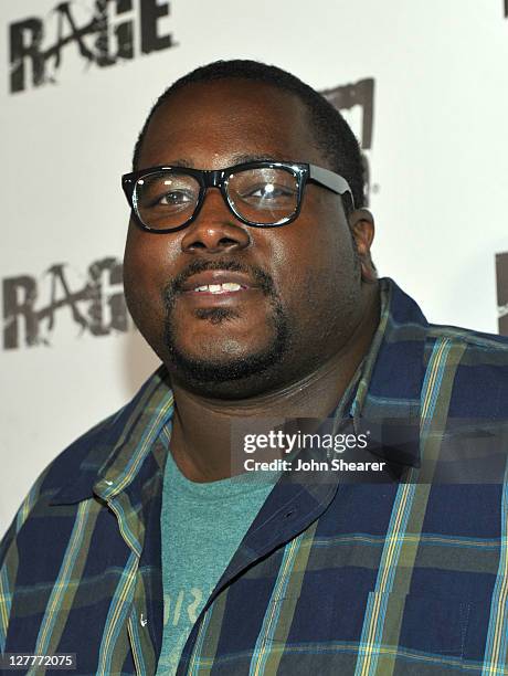 Actor Quinton Aaron arrives at RAGE Official Launch Party at Chinatown’s Historical Central Plaza on September 30, 2011 in Los Angeles, California.