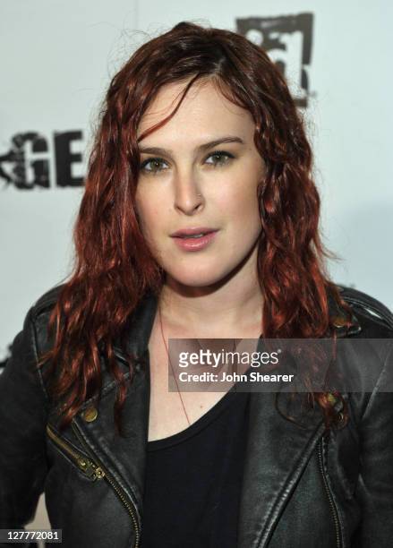 Actress Rumer Willis arrives at RAGE Official Launch Party at Chinatown’s Historical Central Plaza on September 30, 2011 in Los Angeles, California.
