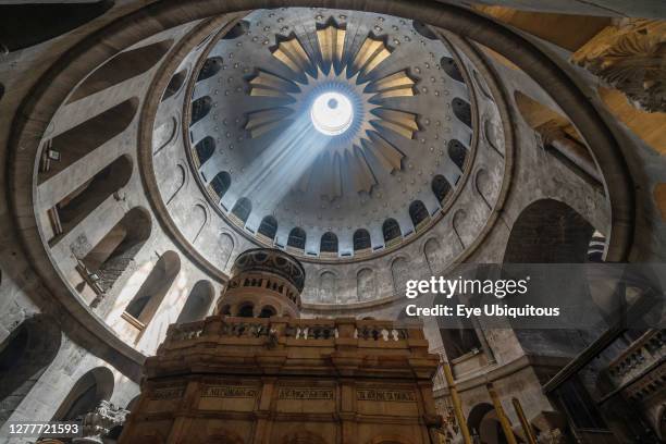 Israel, Jerusalem, The Aedicule or Kouvouklion is a small chapel under the rotunda that encloses the Holy Sepulchre. The Old City of Jerusalem and...