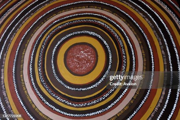 Indigenous Australian art Dot painting background.