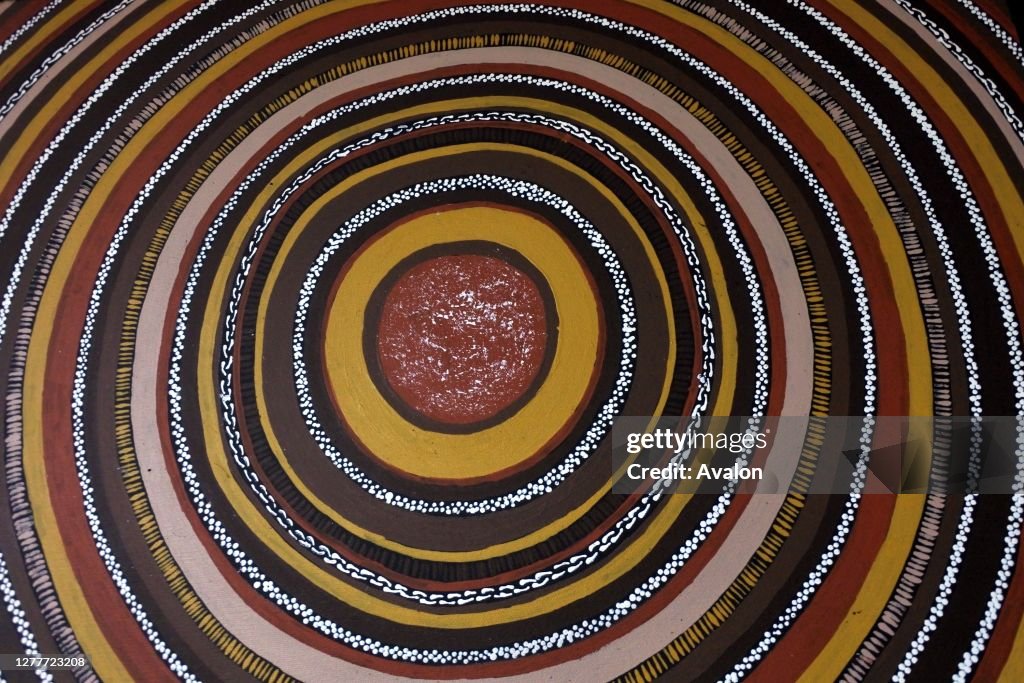 Indigenous Australian art Dot painting background.