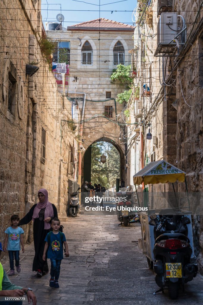 An arched gateway in the Muslim Quarter of the Old City of Jerusalem.