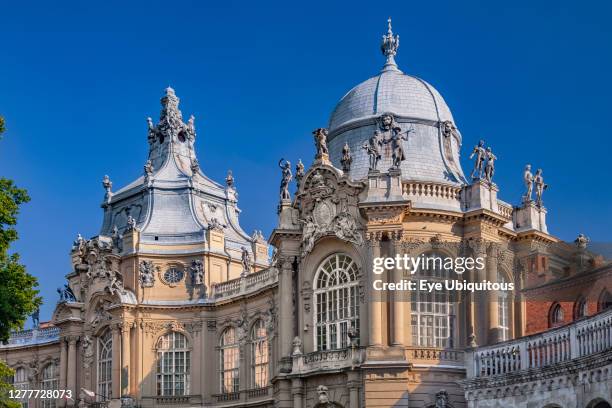 Hungary, Budapest, Vajdahunyad Castle, view of the castle’s domed roofscape.