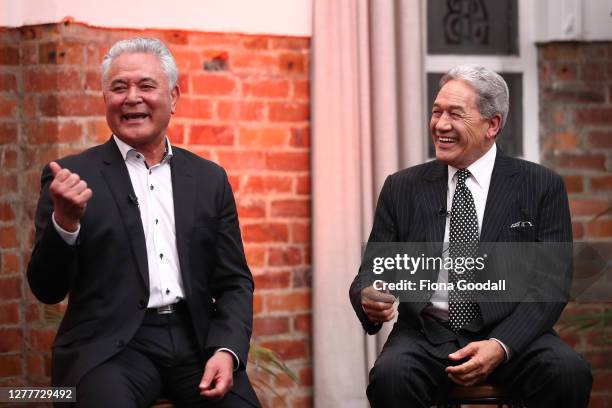 Maori Party co-leader John Tamihere and New Zealand First leader Winston Peters during Newshub Nation's Powerbrokers Debate on October 01, 2020 in...