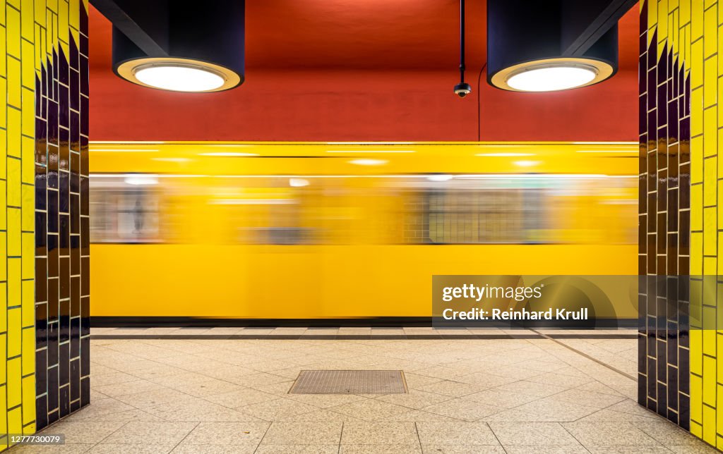 Blurred Motion Of Train At Subway Station