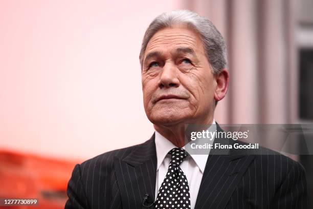 New Zealand First leader Winston Peters speaks during Newshub Nation's Powerbrokers Debate on October 01, 2020 in Auckland, New Zealand.