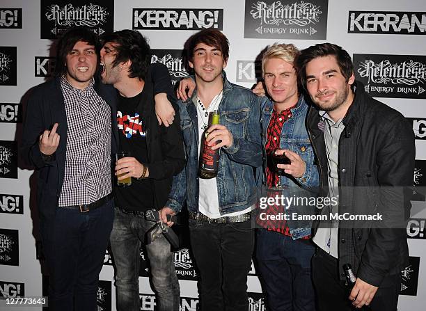 You Me At Six, who won the Best British Band award during The Relentless Energy Drink Kerrang! Awards at The Brewery on June 9, 2011 in London,...