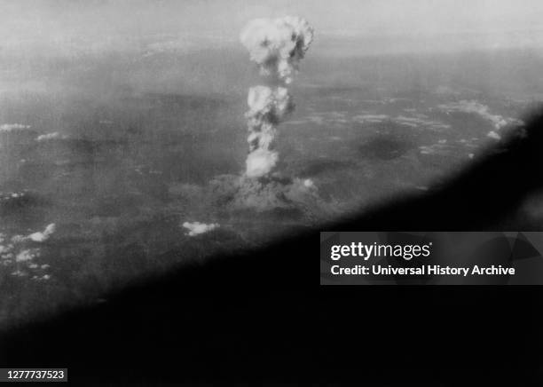 First Atomic bombing of Hiroshima, Japan by B-29 Superfortresses, U.S. Army, A.A.F. Photo A-58914 AC, August 6, 1945.