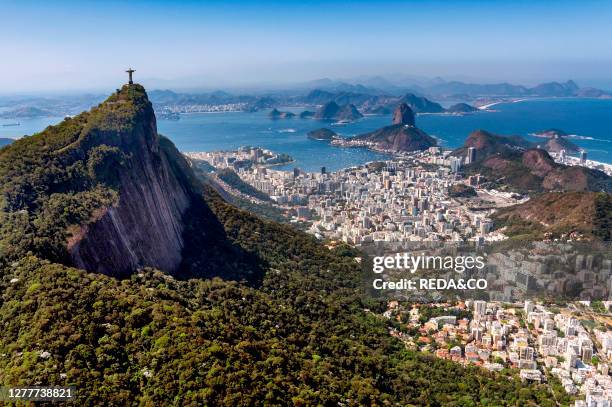 Cristo Redentor, Christ the saviour, Rio de Janeiro, Brazil, on the mountain Corcovado at the Tijuca woods at the south part of the town.