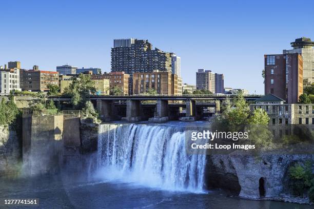 High Falls on the Genesee River running through downtown Rochester.
