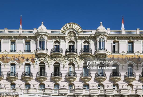 Exterior detail of Hermitage Hotel in Monaco.