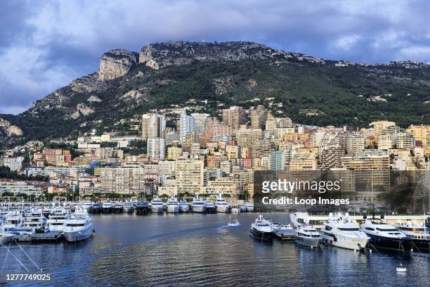 Yachts docked in Port Hercule in Monaco.