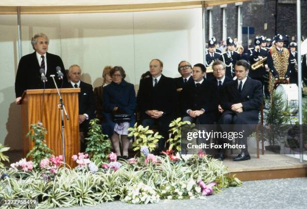 Memorial is erected in St James's Square, London, to PC Yvonne Fletcher, 1984. Fletcher was shot and killed by a gunman in the Libyan embassy on 17th...