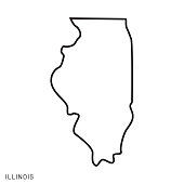 Illinois - States of USA Outline Map Vector Template Illustration Design. Editable Stroke.