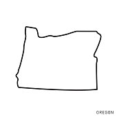 Oregon - States of USA Outline Map Vector Template Illustration Design. Editable Stroke.